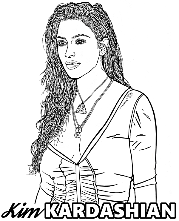 Kim Kardashian A Free Coloring Page To Print Or Download 600x740 Kim Kardashian A Free Coloring Page To Print Or Download