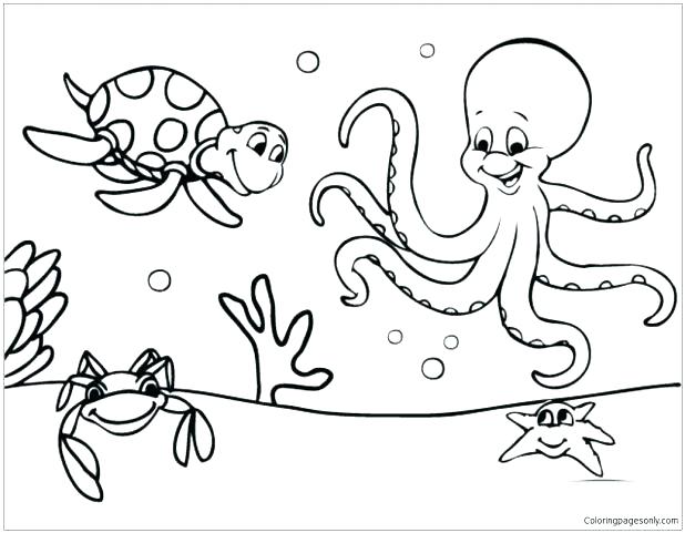 Marine Coloring Page Ocean Life Coloring Pages Together 618x481 Marine Coloring Page Ocean Life Coloring Pages Together