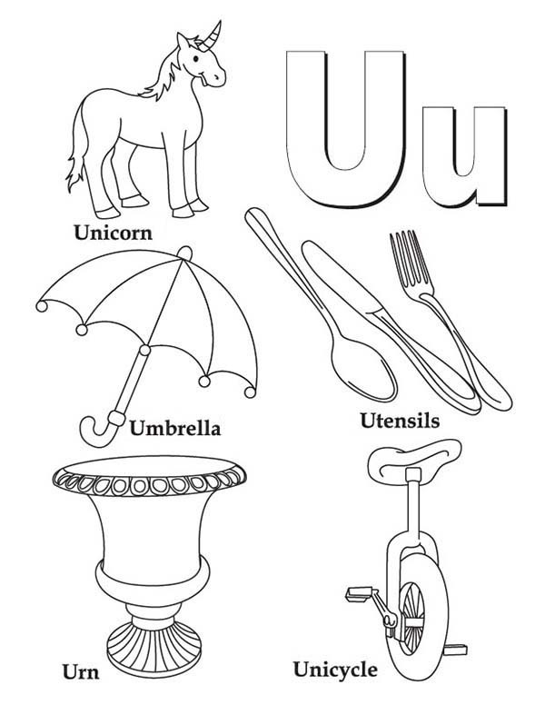 Letter U Coloring Sheets Preschool Kids Learn Words From Letter U 600x776 Letter U Coloring Sheets Preschool Kids Learn Words From Letter U