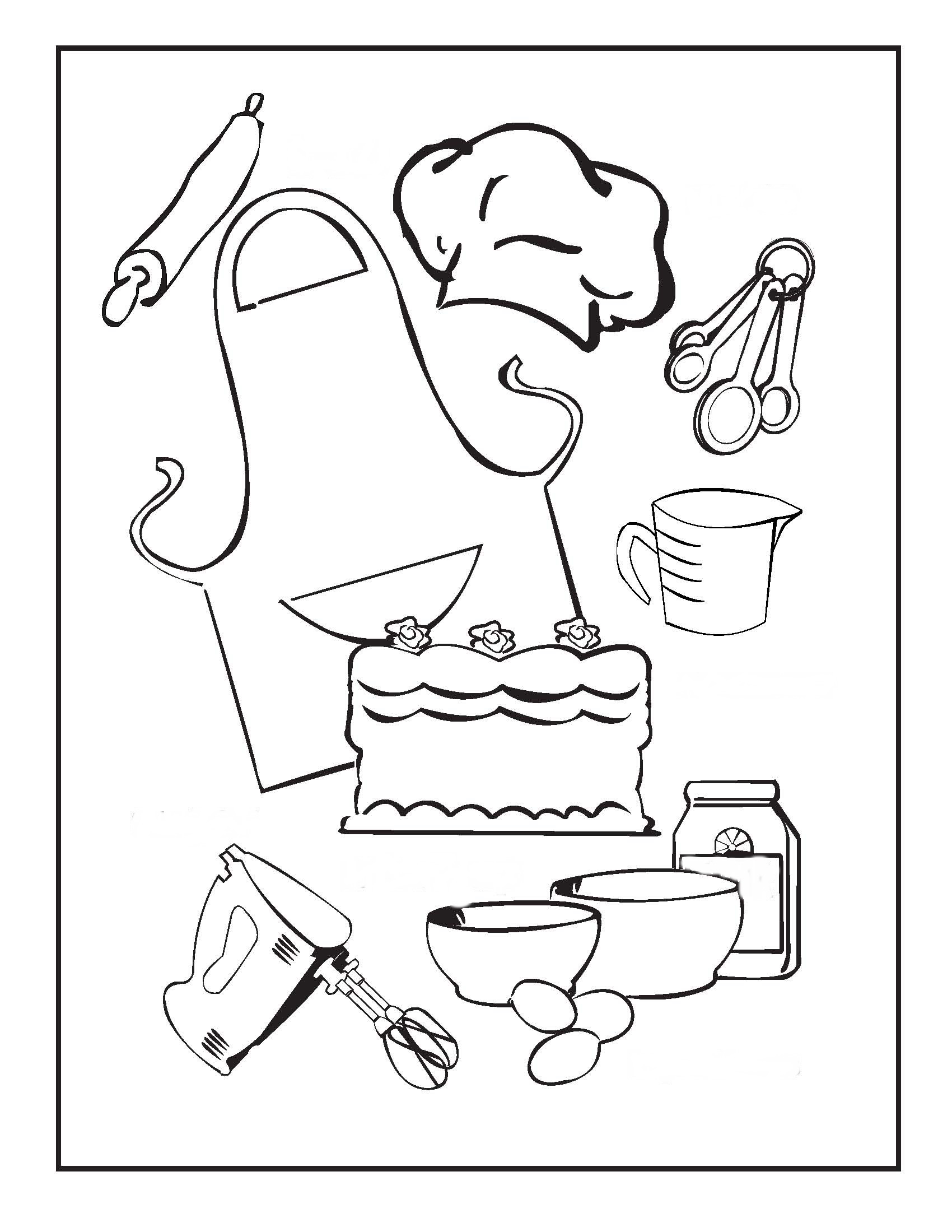 Baking Utensils Colouring Pages, Baking Coloring Pages 1700x2199 Baking Utensils Colouring Pages, Baking Coloring Pages