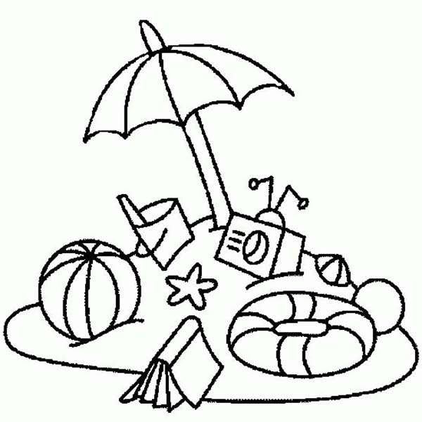 Everything You Need On Beach Vacation Coloring Page 600x600 Everything You Need On Beach Vacation Coloring Page