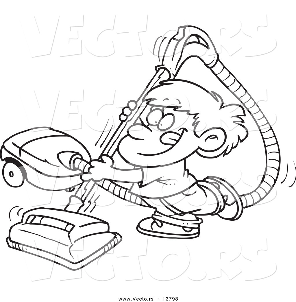 Vector Of A Cartoon Happy Boy Using A Vacuum 1024x1044 Vector Of A Cartoon Happy Boy Using A Vacuum