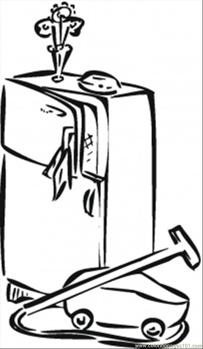 Fridge And Vacuum Cleaner Coloring Page 650x1120 Fridge And Vacuum Cleaner Coloring Page