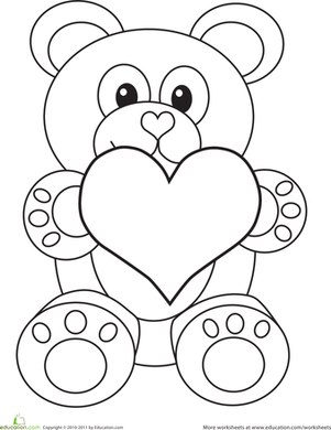 301x390 Valentine's Day Bear Worksheet