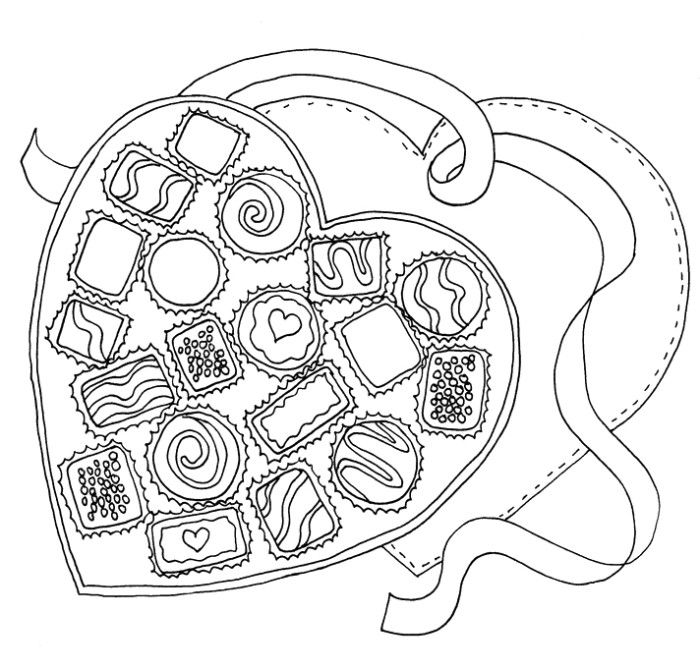 700x669 Best Photos Of Chocolate Heart Box Of Coloring Pages
