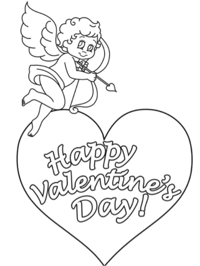 Valentine's Day Cupid Coloring Page Amp Coloring Book 659x874 Valentine's Day Cupid Coloring Page Amp Coloring Book