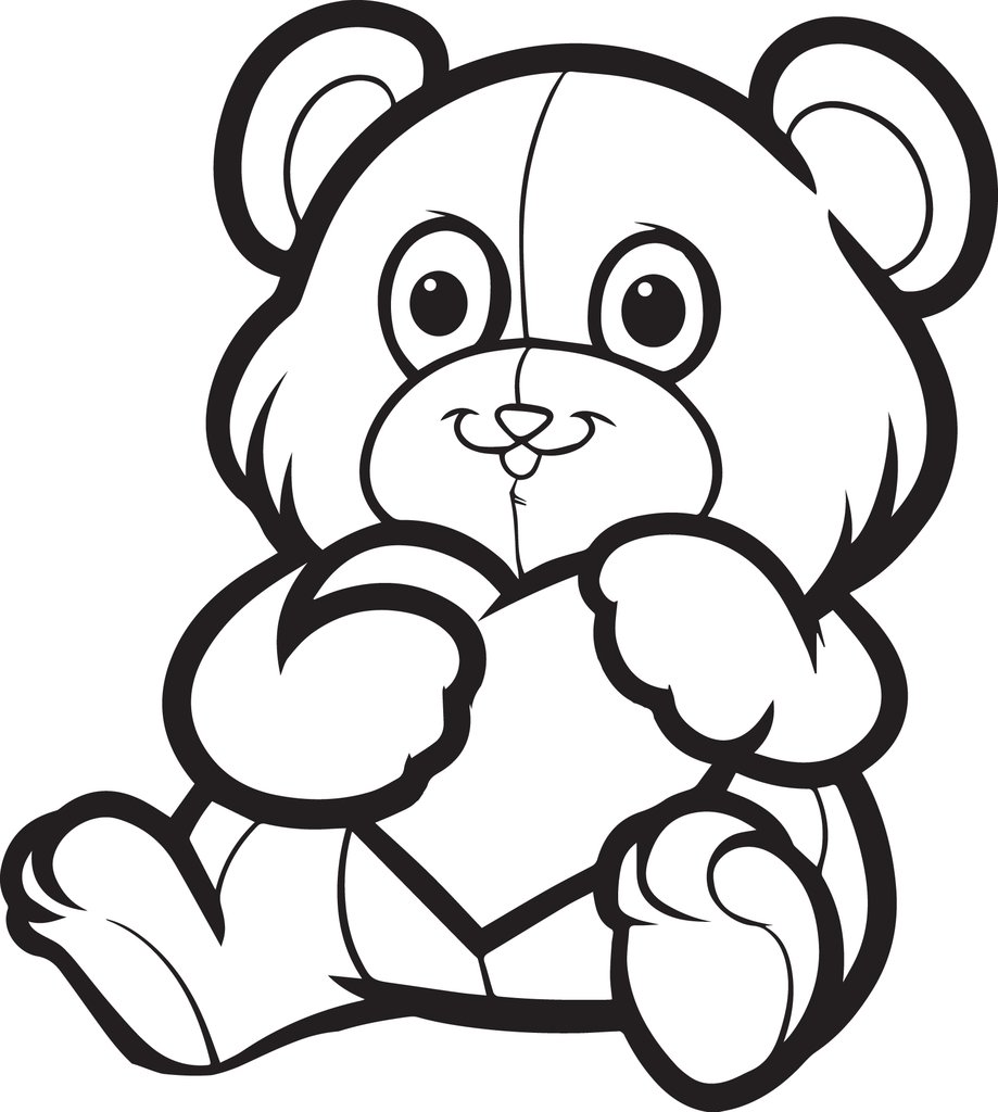 Free, Printable Valentine's Day Teddy Bear Coloring Page For Kids 919x1024 Free, Printable Valentine's Day Teddy Bear Coloring Page For Kids