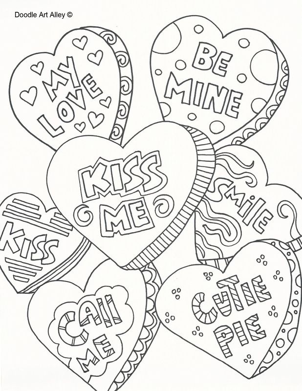 618x800 Valentine's Day Doodle Art Free Printable Coloring Pages