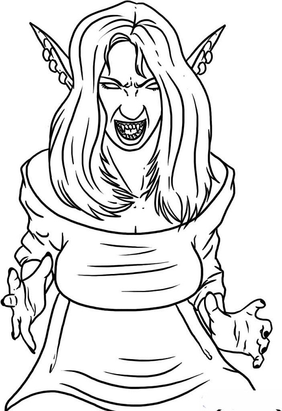 550x801 Girl Vampire Coloring Pages Printable For Beatiful Print Photo