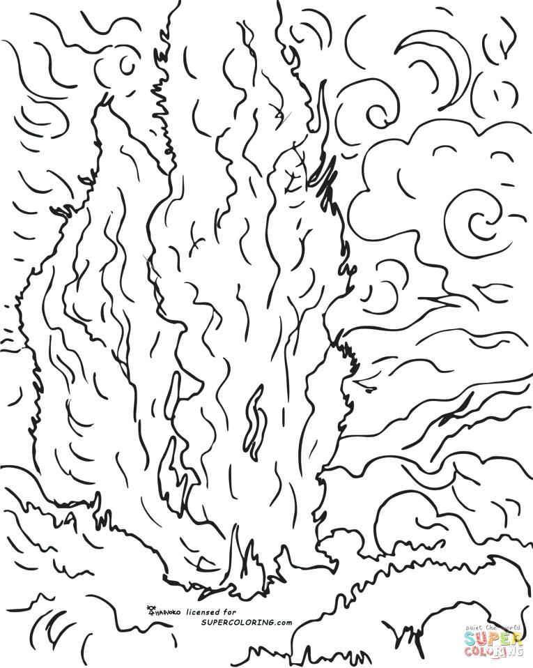 Still Life Coloring Pages Cypresses By Van Coloring Page Free 765x958 Still Life Coloring Pages Cypresses By Van Coloring Page Free