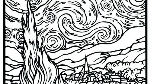 500x280 Starry Night Coloring Page Large Coloring Pages Elegant Free Van