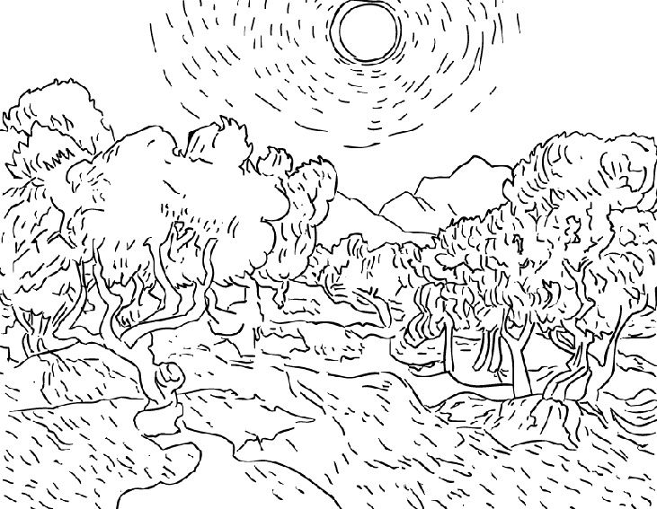 731x567 Fabulous Van Gogh Coloring Pages