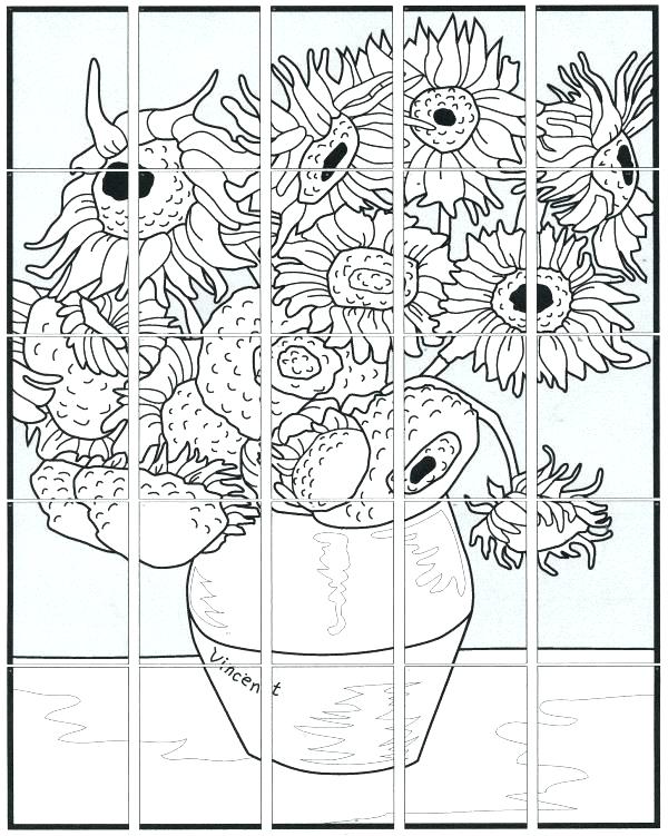 600x751 Van Gogh Sunflowers Coloring Page Van Coloring Page Color Page