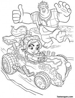 Printable Wreck It Ralph Cheering For Vanellope Coloring Page 260x338 Printable Wreck It Ralph Cheering For Vanellope Coloring Page