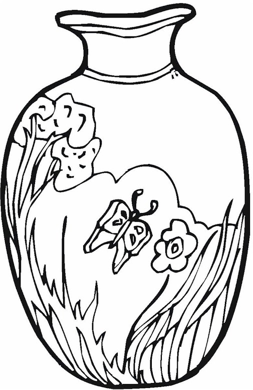505x780 Flower Vase Coloring Page