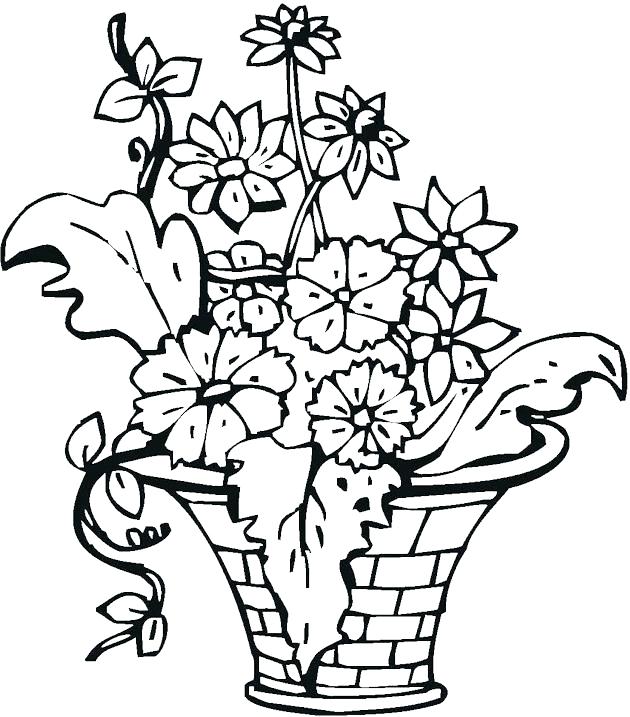 630x717 Flowers In Vase Coloring Pages