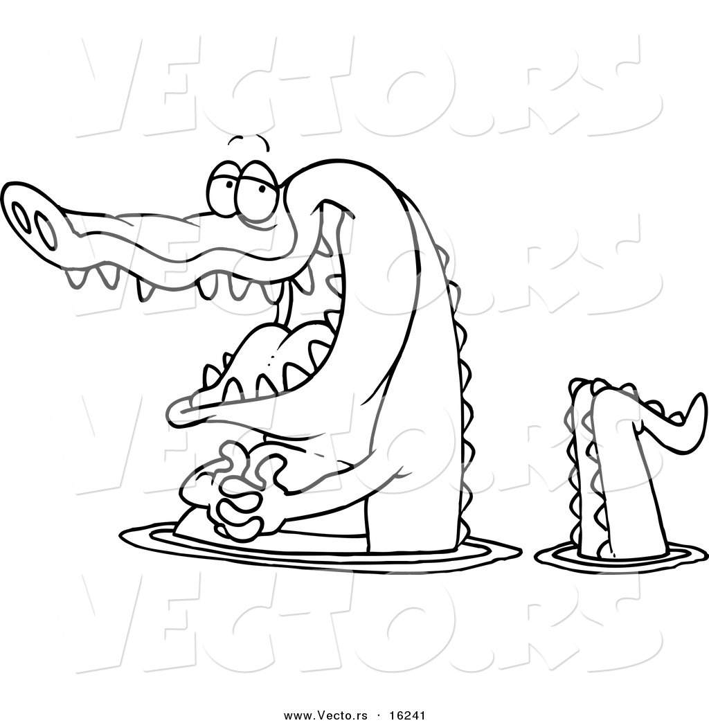 Gator Coloring Pages Vector Of A Cartoon Happy Gator Wading 1024x1044 Gator Coloring Pages Vector Of A Cartoon Happy Gator Wading