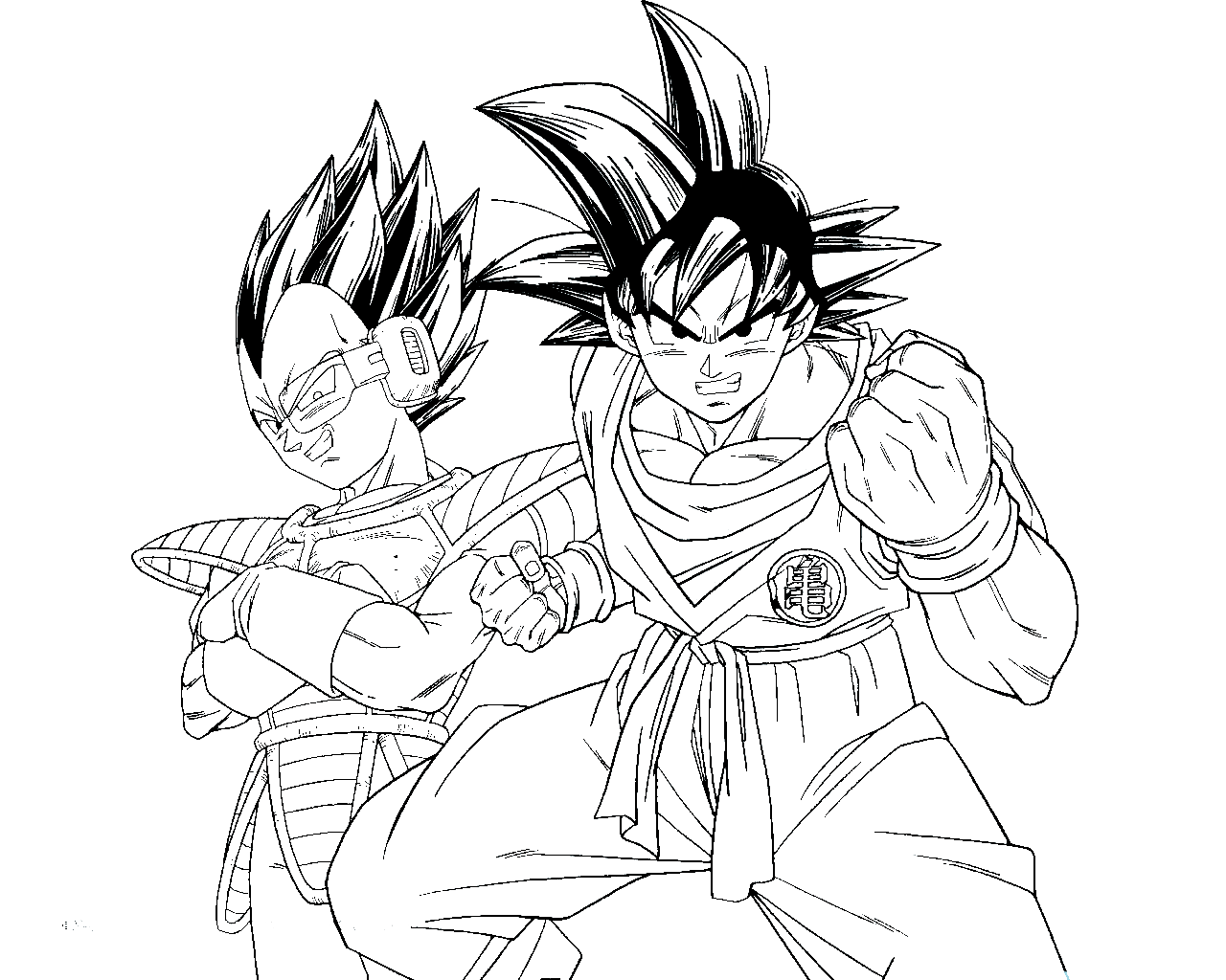 1280x1024 Dragon Ball Z Goku Vs Vegeta Coloring Pages