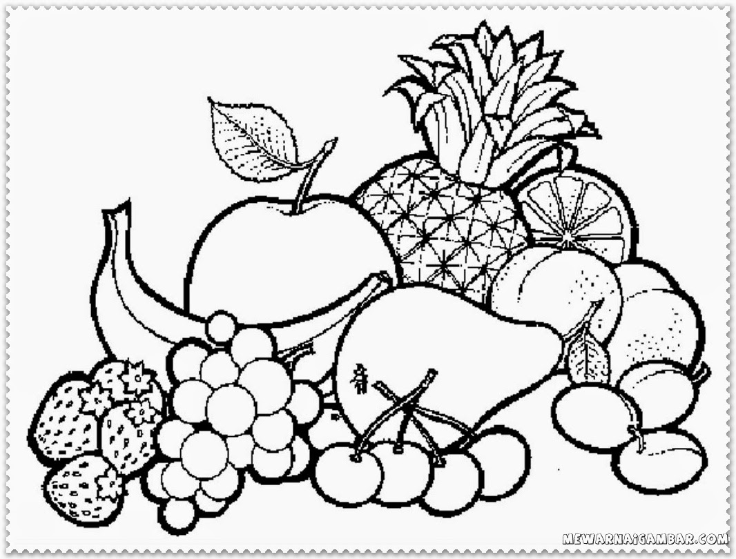 1066x810 Incredible Fruits Coloring Pages Fruit Basket Printable Free Kids