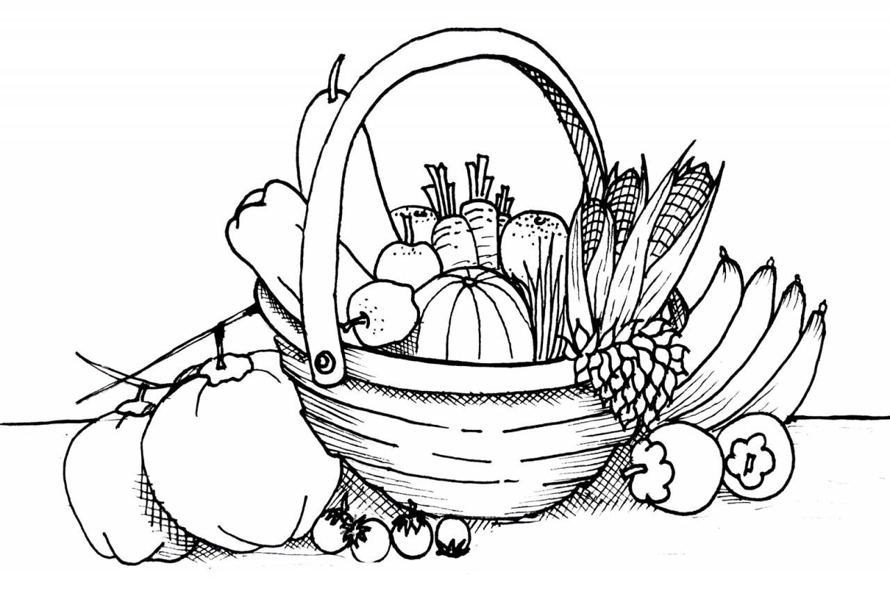 1280x851 Fruit And Vegetable Coloring Pages Printable For Kids Images