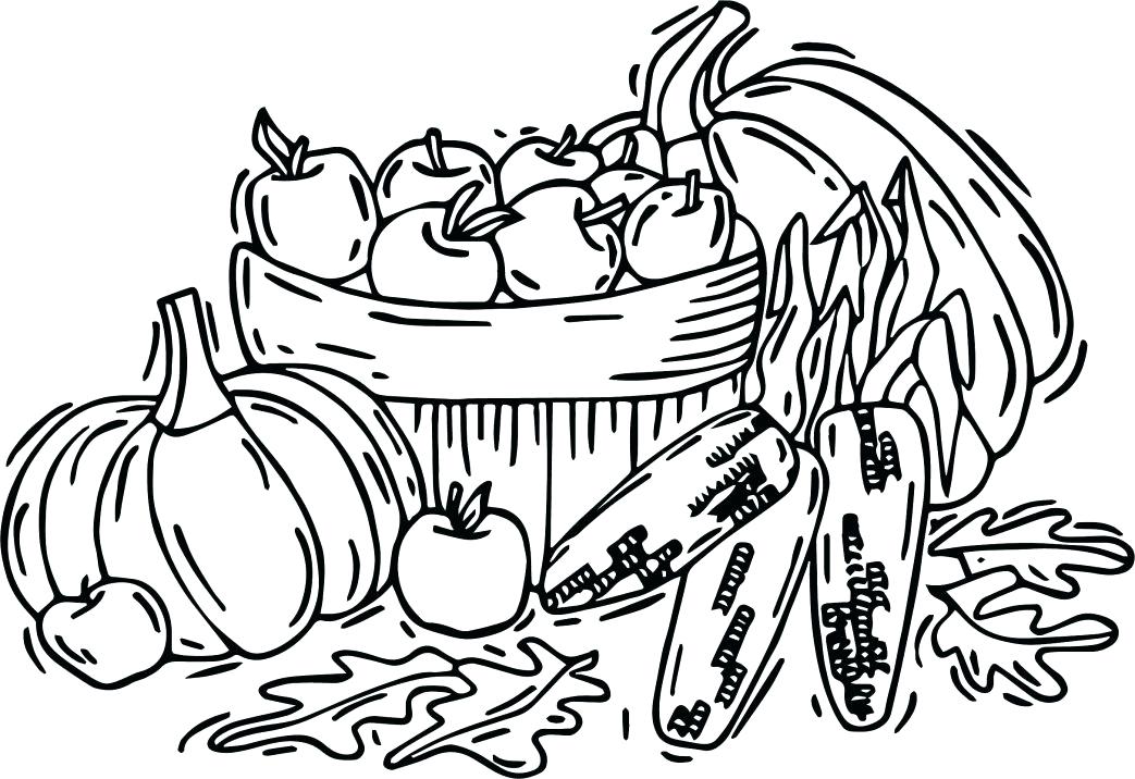 1043x716 Printable Fruits And Vegetables Coloring Pages Large Size