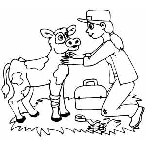 Veterinarian Helping Wounded Cow Coloring Page 300x300 Veterinarian Helping Wounded Cow Coloring Page