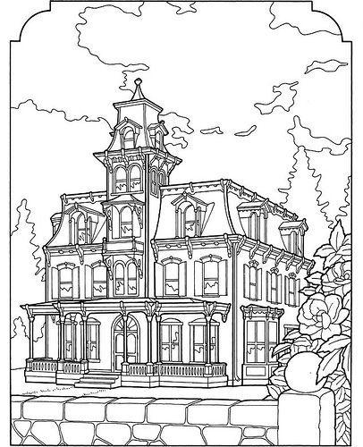 Victorian House Coloring Page 406x500 Victorian House Coloring Page