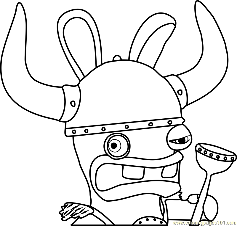 800x760 Rabbid Viking Coloring Page
