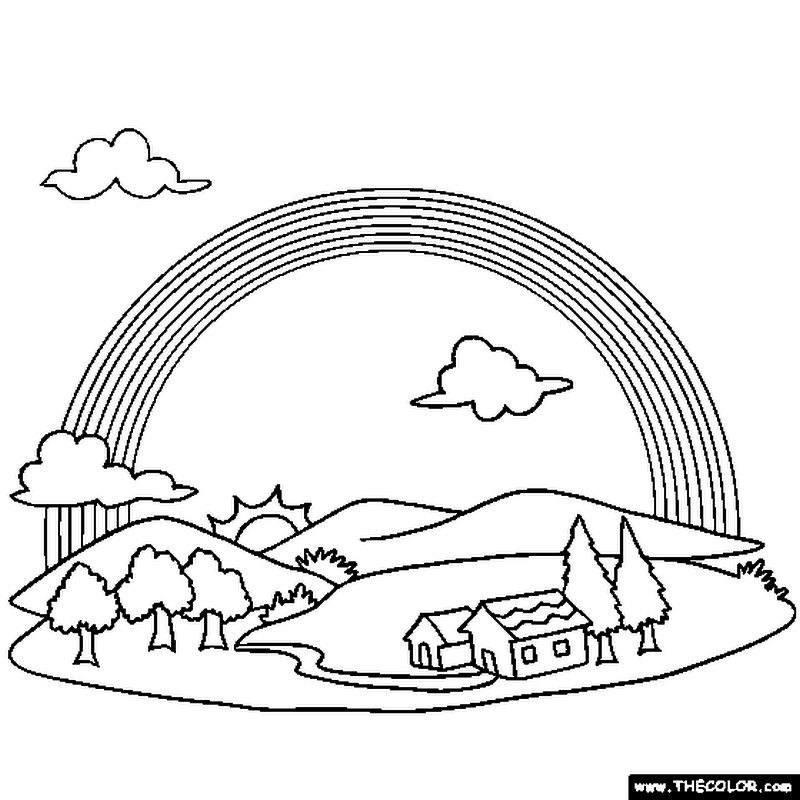 800x800 Rainbow Shows Up Above A Village Coloring Pages Fun Coloring