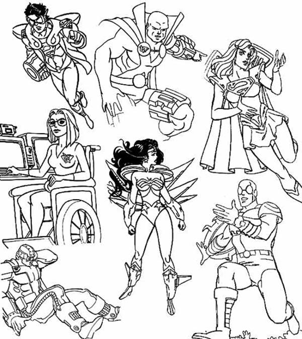 600x672 Super Hero Squad And Evil Villains Coloring Page