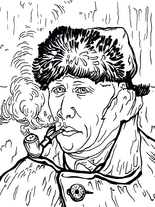 600x800 Potrait Of Vincent Van Gogh In Famous Paintings Coloring Page