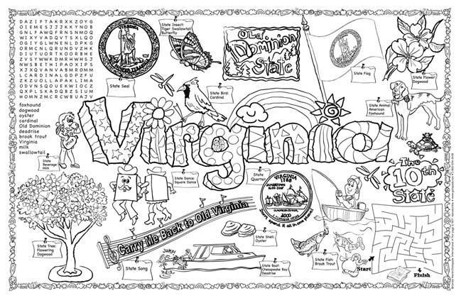 Virginia State Symbols Coloring Pages 649x420 Virginia State Symbols Coloring Pages