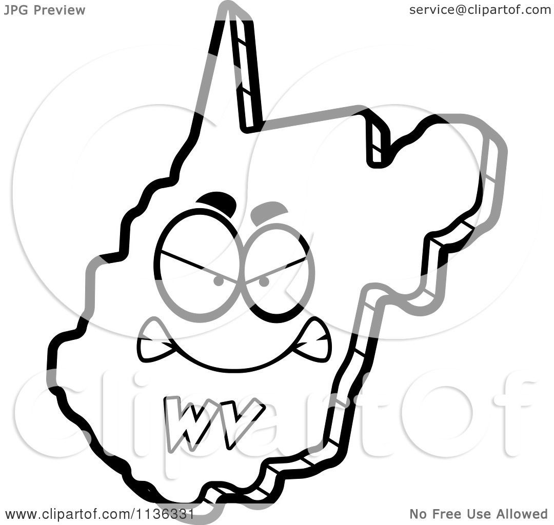 Cartoon Clipart Of An Outlined Mad West Virginia State Character 1080x1024 Cartoon Clipart Of An Outlined Mad West Virginia State Character