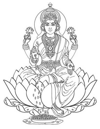 391x505 Goddess Lakshmi Colouring Page