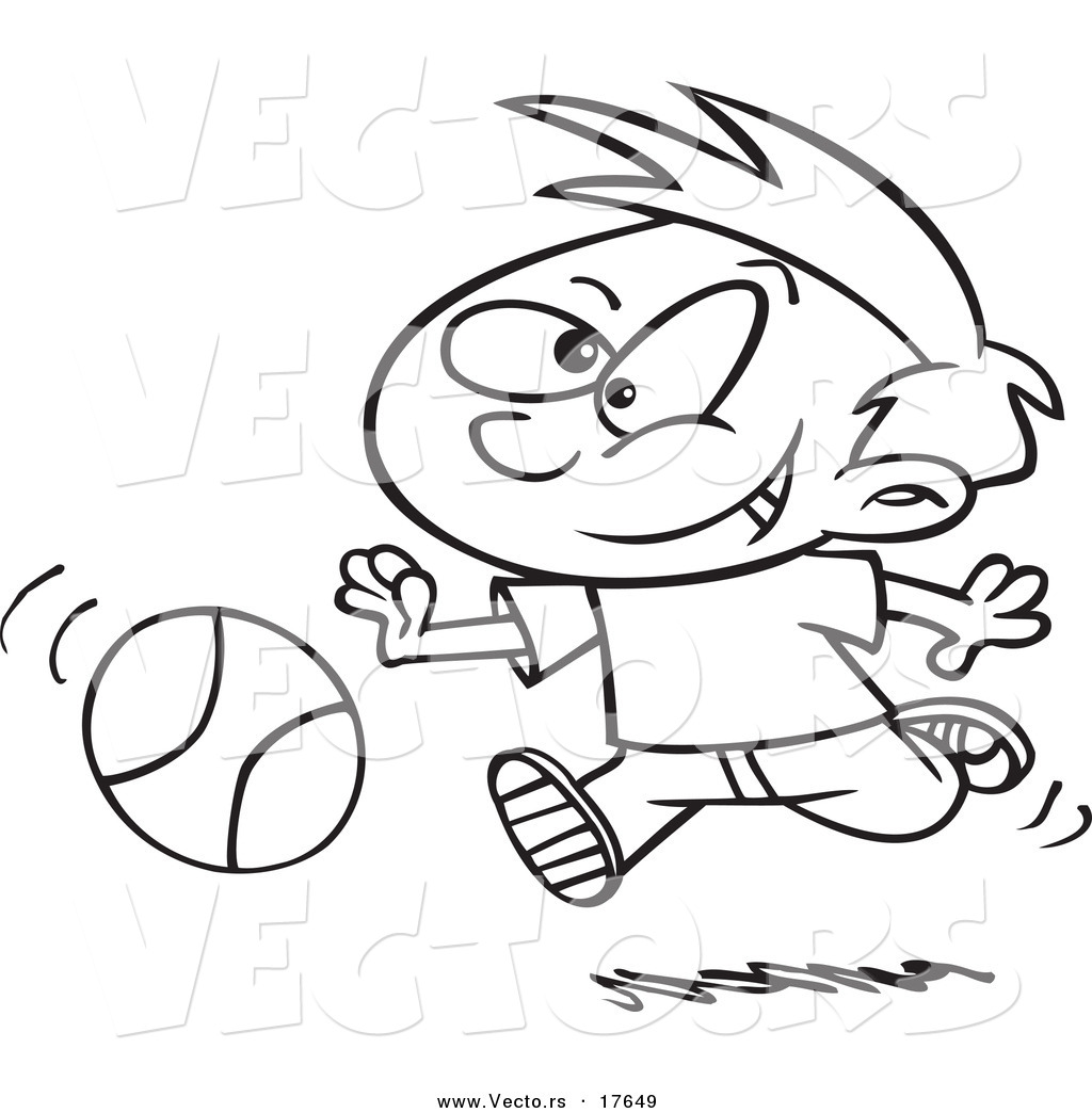 1024x1044 Vector Of A Cartoon Boy Dribbling A Basketball