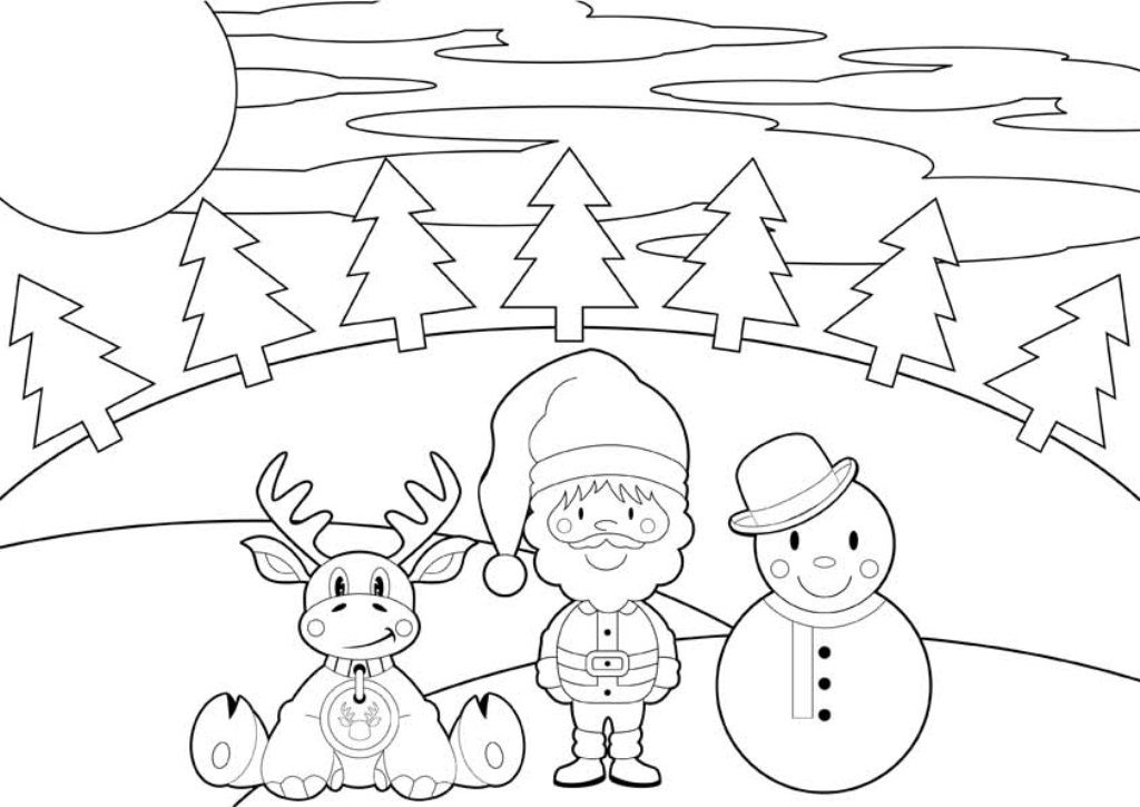1024x725 Santa And Reindeer Coloring Pages Printable Santas Reindeer
