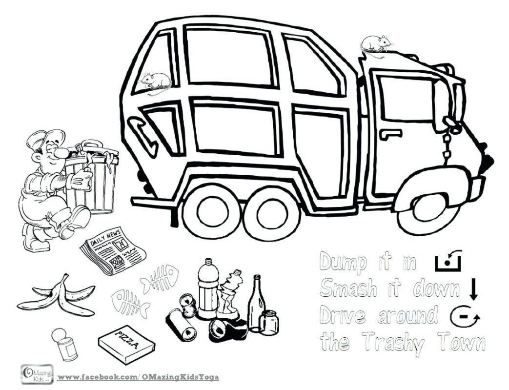 1043x799 Dump Truck Coloring Page Printable Free For The Fun Book Trashy