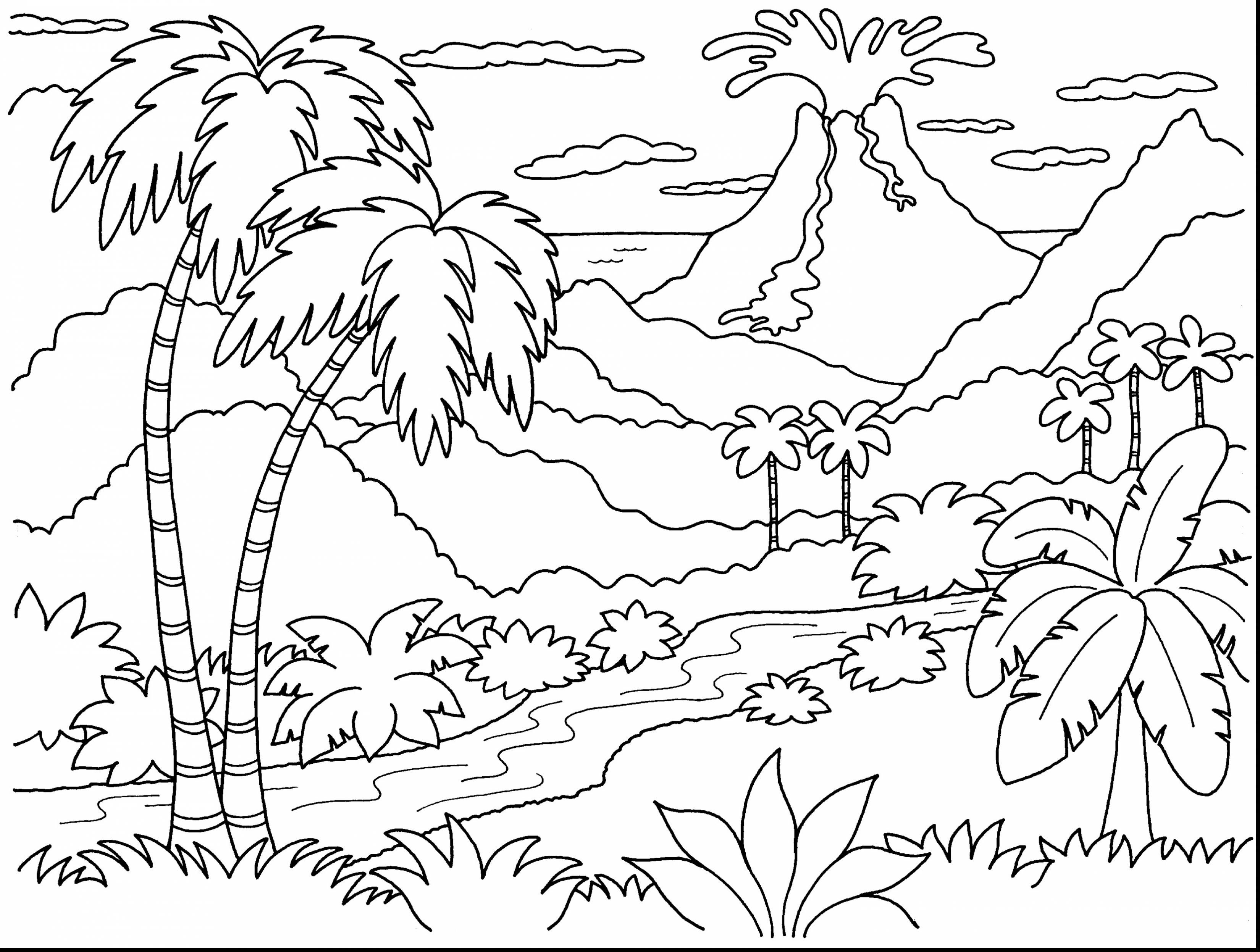 3300x2493 Remarkable Volcano Island Coloring Page With Volcano Coloring