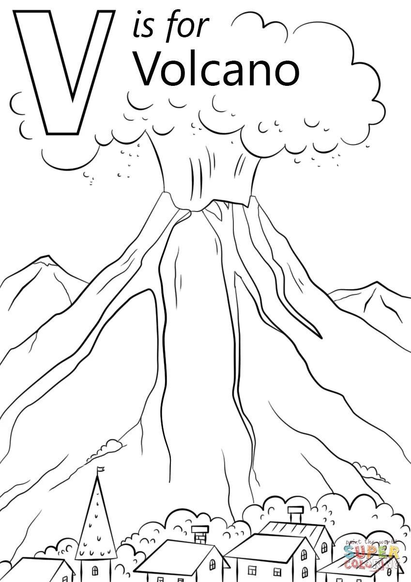V Is For Volcano Coloring Page Free Printable Pages 849x1200 V Is For Volcano Coloring Page Free Printable Pages