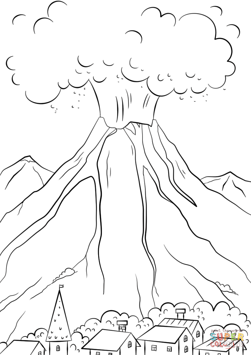 Volcano Eruption Coloring Pages