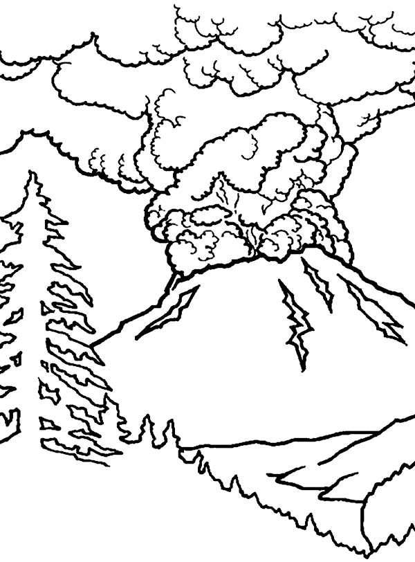 Great Volcano Eruption Coloring Page 600x812 Great Volcano Eruption Coloring Page