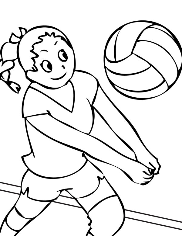 600x776 Girls Volleyball Team Coloring Page