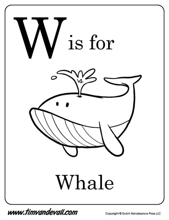350x453 W Is For Whale Letter W Coloring Page Pdf
