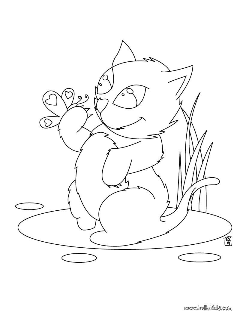 Color This Kitten Playing With Butterfly Coloring Page. Nice Cat 820x1060 Color This Kitten Playing With Butterfly Coloring Page. Nice Cat