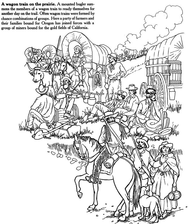 Wagon Train Coloring Pages Big Book Of The Old West To Color 650x770 Wagon Train Coloring Pages Big Book Of The Old West To Color