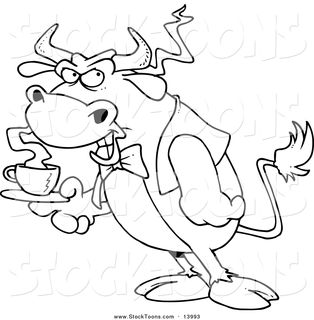 Stock Cartoon Of A Bull Waiter Serving Cup Of Hot Coffee Or Tea 1024x1044 Stock Cartoon Of A Bull Waiter Serving Cup Of Hot Coffee Or Tea