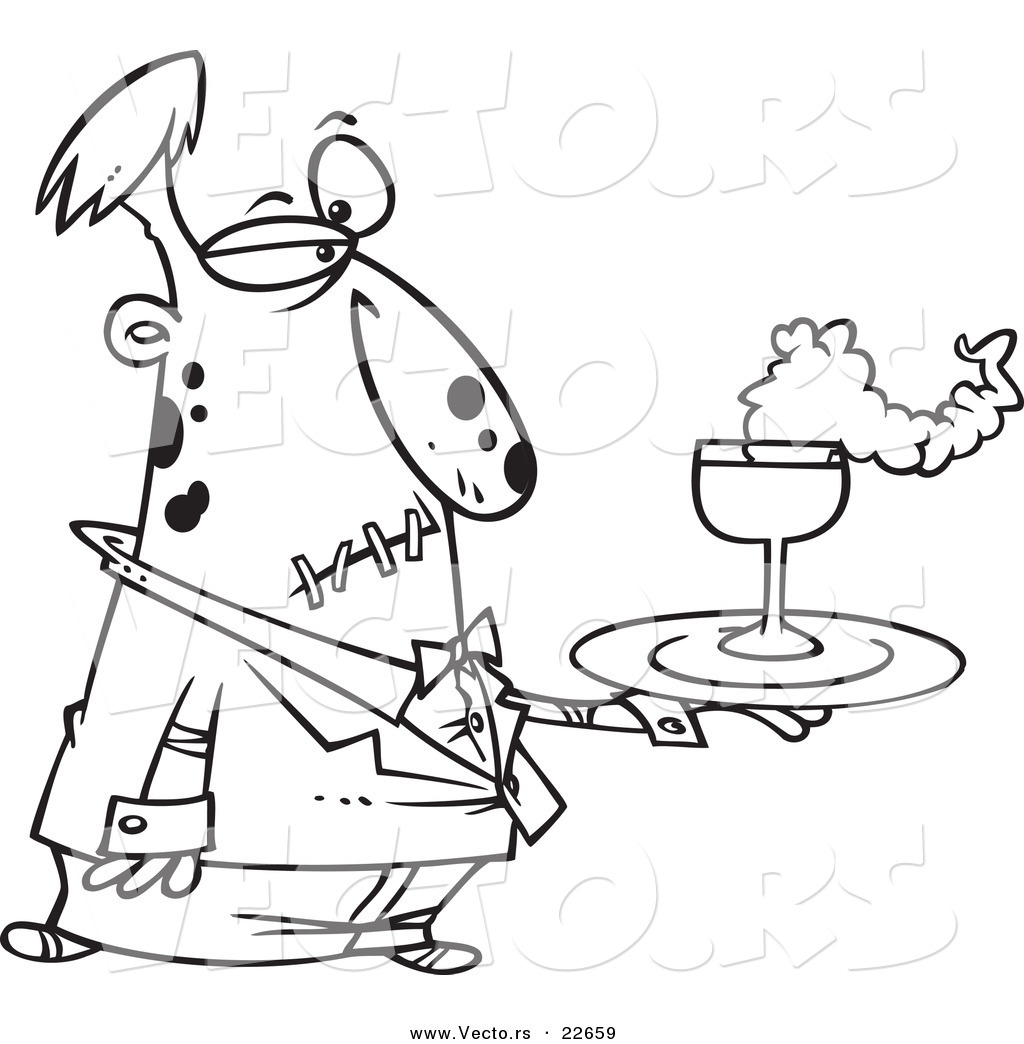 Vector Of A Cartoon Zombie Waiter 1024x1044 Vector Of A Cartoon Zombie Waiter