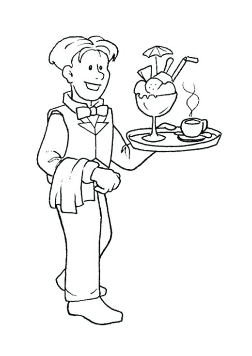 Occupations Coloring Pages Waitress Occupations Coloring Page Free 520x734 Occupations Coloring Pages Waitress Occupations Coloring Page Free