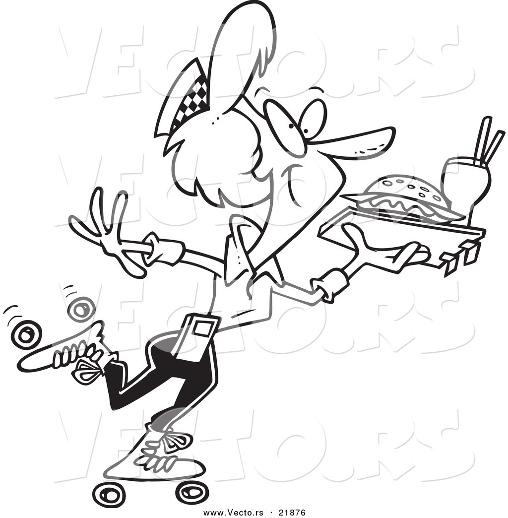 Vector Of A Cartoon Skating Car Hop Waitress 1024x1044 Vector Of A Cartoon Skating Car Hop Waitress