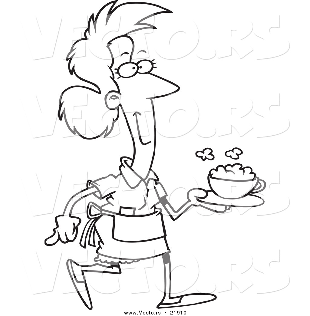 Vector Of A Cartoon Waitress Serving Cappuccino 1024x1044 Vector Of A Cartoon Waitress Serving Cappuccino